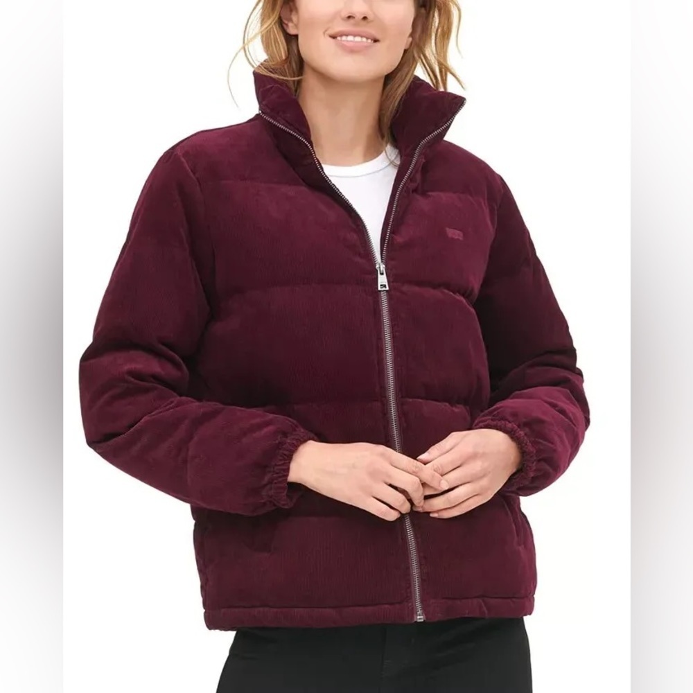 Levi's Women's Corduroy Puffer Jacket Burgundy NWT